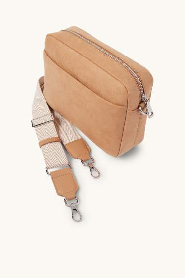 Dámské - Taška přes rameno s odnímatelným popruhem - světle hnědá