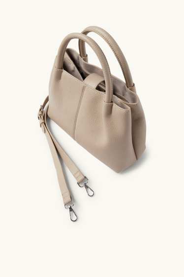 Damen - Kleiner Shopper mit abnehmbarem Taschengurt - Lederimitat - beige