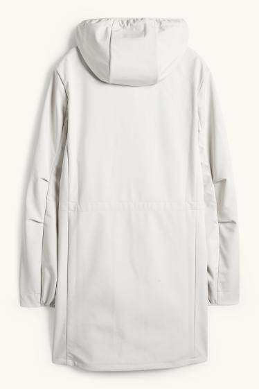 Femmes - Veste à coquille souple avec capuche - finition déperlante - 4 Way Stretch - gris clair