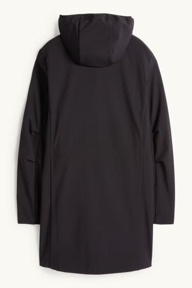 Women - Softshell coat with hood - water-repellent - 4-way stretch - black
