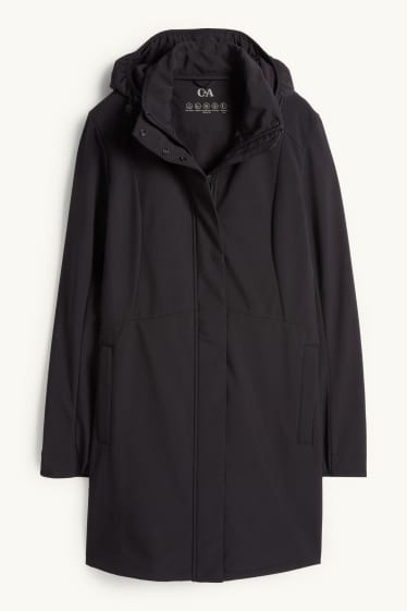 Women - Softshell coat with hood - water-repellent - 4-way stretch - black