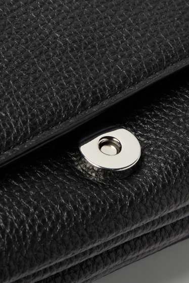 Dámské - Kabelka přes rameno s odnímatelným popruhem - imitace kůže - černá