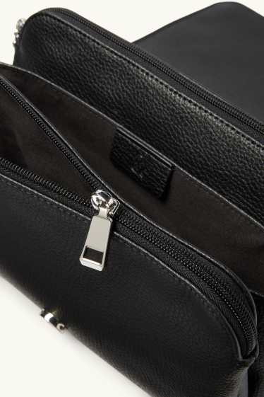 Dámské - Kabelka přes rameno s odnímatelným popruhem - imitace kůže - černá