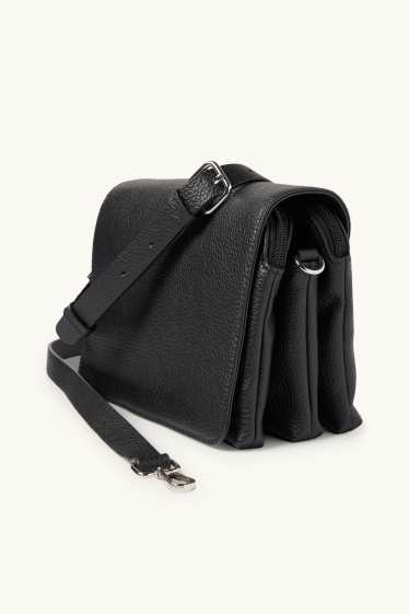 Dámské - Kabelka přes rameno s odnímatelným popruhem - imitace kůže - černá