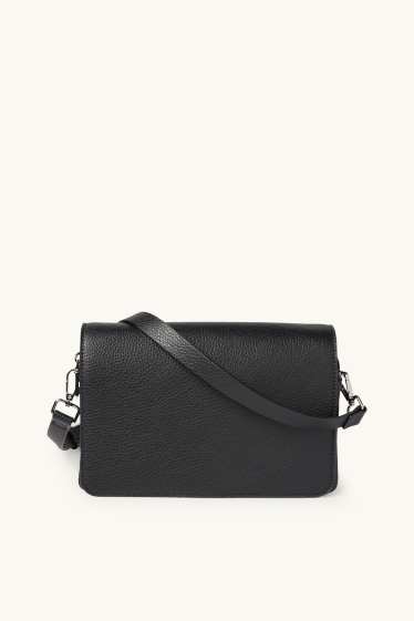 Dámské - Kabelka přes rameno s odnímatelným popruhem - imitace kůže - černá