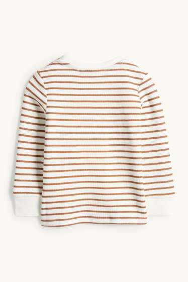 Kinderen: jongens - Wasbeer - longsleeve - gestreept - met structuur - wit / oranje