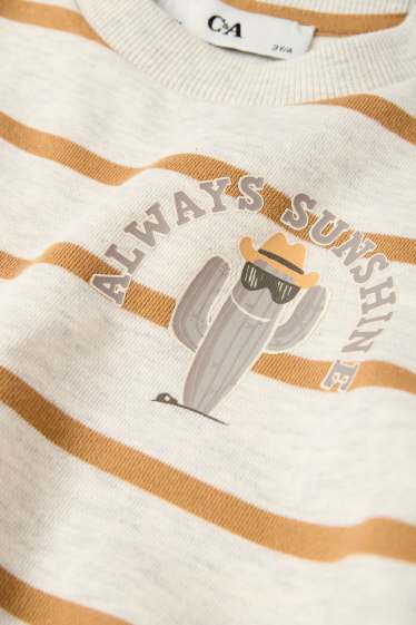 Kinder Jungen - Kaktus - Sweatshirt - gestreift - beige