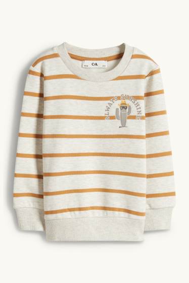 Kinder Jungen - Kaktus - Sweatshirt - gestreift - beige