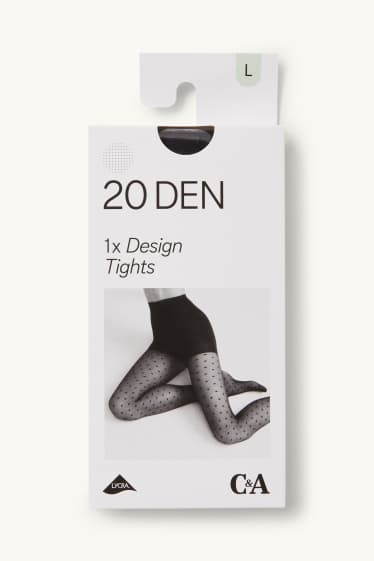 Donna - Collant fini - LYCRA® - 20 DEN - a pois - nero
