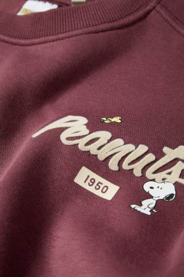 Femei - Bluză de molton supradimensionată - Peanuts - bordo