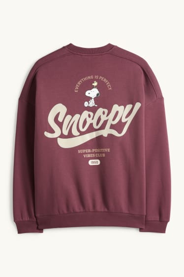 Femei - Bluză de molton supradimensionată - Peanuts - bordo