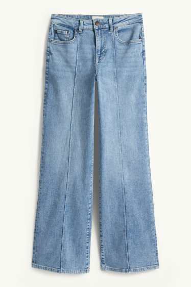 Femei - Wide leg jeans - talie medie - denim-albastru deschis