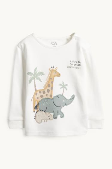 Miminka - chlapci - Žirafa, slon a chameleon - pyžamo pro miminka - 2dílné - bílá