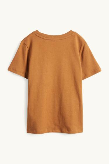 Kinder Buben - Farm - Kurzarmshirt - Glanz-Effekt - braun