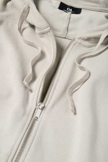 Uomo - Felpa con zip e cappuccio - beige