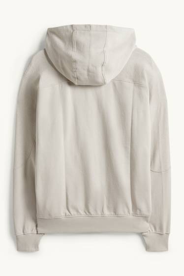 Uomo - Felpa con zip e cappuccio - beige
