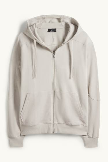 Uomo - Felpa con zip e cappuccio - beige