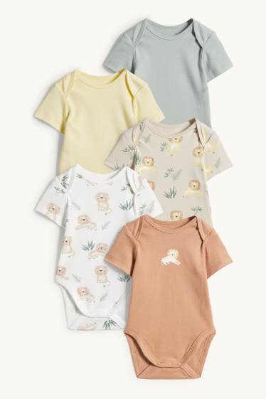 Baby Boys - Multipack of 5 - lion - baby bodysuit - light yellow