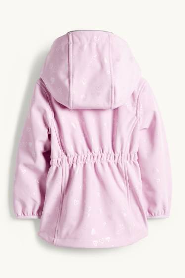 Kinder Mädchen - Herz - Softshelljacke mit Kapuze - wasserdicht - hellviolett
