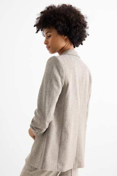 Femei - Blazer lung - regular fit - cu model - structurat - taupe