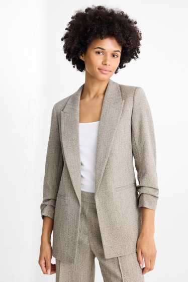 Femei - Blazer lung - regular fit - cu model - structurat - taupe
