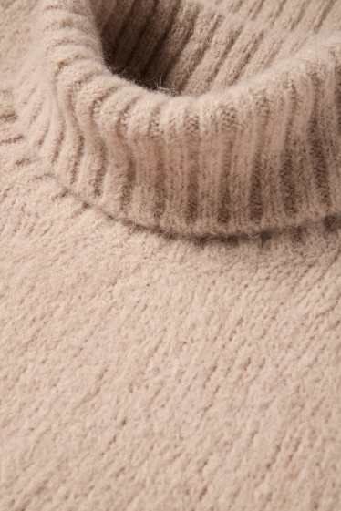 Damen - Rollkragenpullover - Mohair-Mix - beige