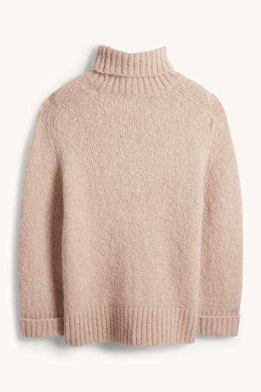 Damen - Rollkragenpullover - Mohair-Mix - beige