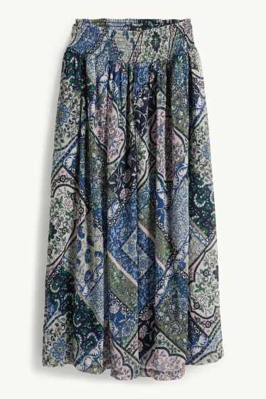 Femmes - Jupe de gaze - à motif - bleu foncé