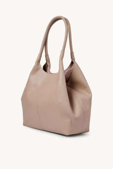 Damen - Großer Shopper - Lederimitat - beige