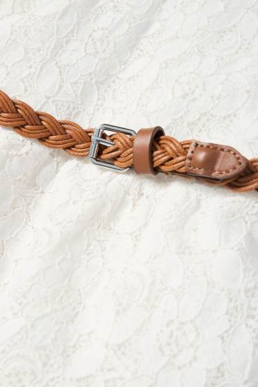 Copii - Fete - Floare - rochie cu curea - de ocazie - alb