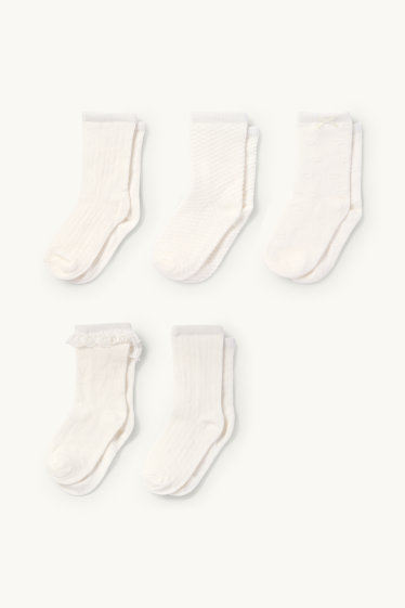 Nadó nena - Paquet de 5 - mitjons per a nadó - texturats - blanc
