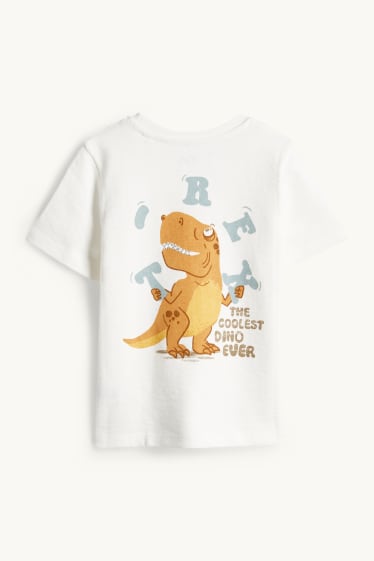 Kinderen: jongens - Dino - T-shirt - met structuur - wit