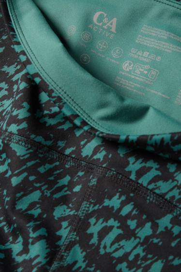 Femmes - Leggings de sport - 4 Way Stretch - motif - noir / turquoise