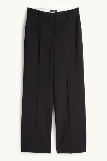 Damen - Stoffhose - Mid Waist - Straight Leg - schwarz