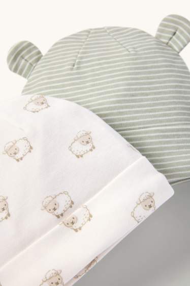 Baby Jungen - Multipack 2er - Schäfchen - Baby-Mütze - weiss / grün