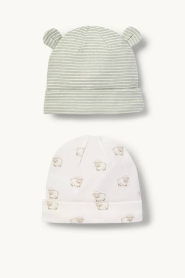 Baby Jungen - Multipack 2er - Schäfchen - Baby-Mütze - weiss / grün