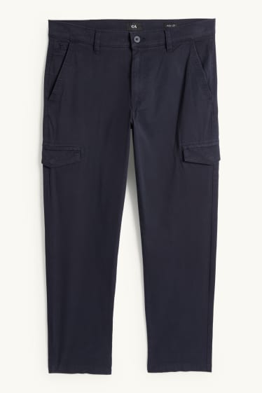 Hommes - Pantalon de cargo - tapered fit - finition texturée - bleu foncé