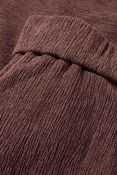 Mujer - Pantalón de jersey - mid waist - wide leg - con textura - marrón