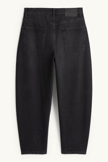 Damen - Barrel Jeans - High Waist - dunkeljeansgrau