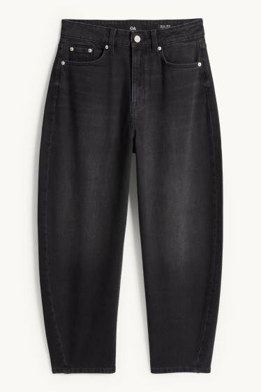 Damen - Barrel Jeans - High Waist - dunkeljeansgrau