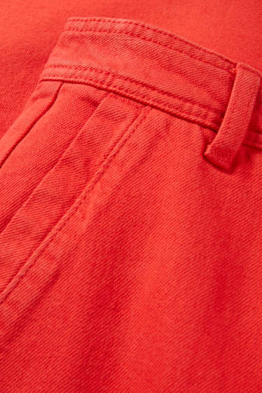 Women - Cloth trousers - mid-rise waist - straight leg - red