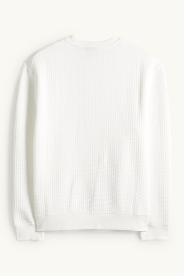 Pánské - Mikina - strukturovaná - bílá