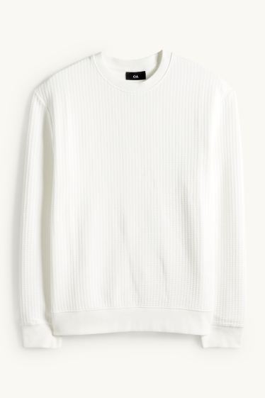 Pánské - Mikina - strukturovaná - bílá