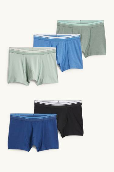 Bambini - Confezione da 5 - boxer - verde / blu scuro