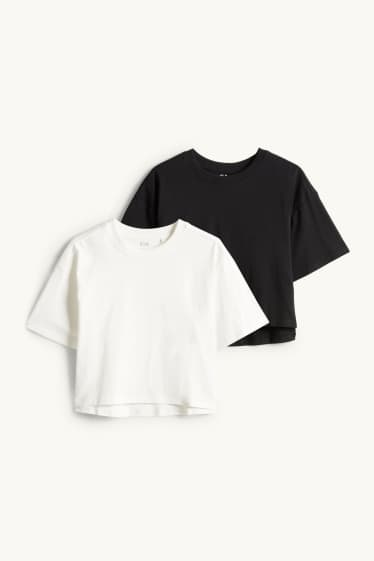 Kinder Mädchen - Multipack 2er - Kurzarmshirt - schwarz / weiß