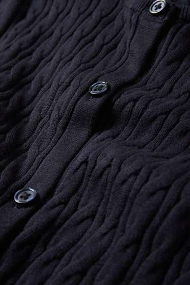 Enfants filles - Gilet en maille - motif tressé - bleu foncé