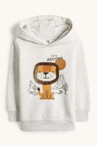 Kinder Jungen - Löwe - Hoodie - hellgrau-melange