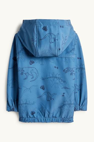 Kinder Jungen - Dino - Softshelljacke mit Kapuze - wasserdicht - blau