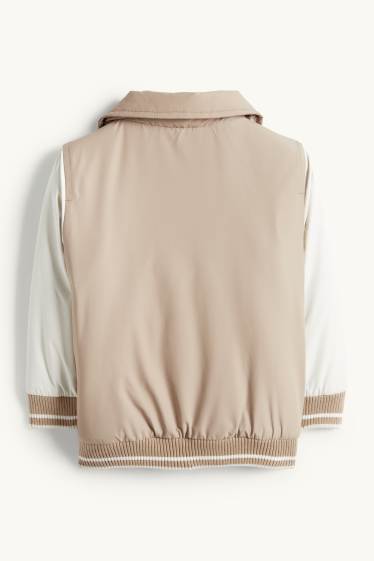 Baby: jongens - Baby-collegejas - gevoerd - beige