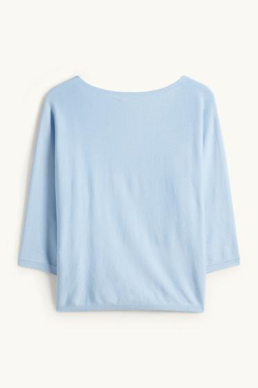 Dámské - Svetr z jemného úpletu - světle modrá